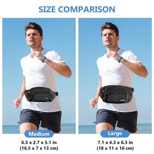 ProCase Fanny Pack Waist Packs for Men Women, Waist Bag Hip Pack for Travel Hiking Running Outdoor Sports -Black, Medium