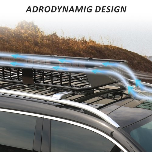 FORWODE 43" x 50" x 6" Roof Rack Carrier Basket, Rooftop Cargo Carrier Basket with 250 lbs Capacity, Rust-Proof Steel Heavy Duty Top Luggage Basket for Car, SUV or Truck