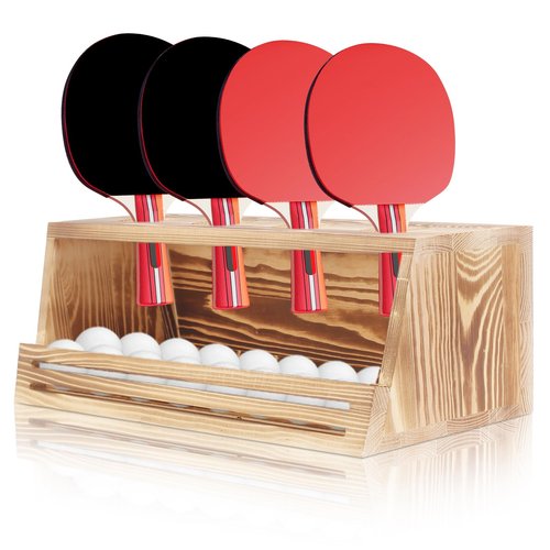 Dawutian Ping Pong Storage Holder, Ping Pong Paddle Storage Rack,Wall-Mount Table Tennis Paddle Display Holder with Ball Storage Shelf,Ping Pong Rack for Game Room, Bar, Garage, Office, Home