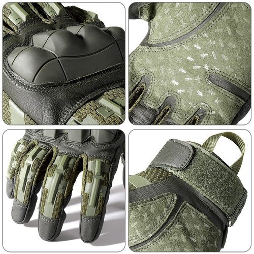 Tactical Gloves for Men Touch Screen Motorcycle Airsoft Paintball Gear MTB Bike Cycling Cross-Country Motorbike ATV Hunting Hiking Riding Driving Work Outdoor Full Finger Gloves Green XL