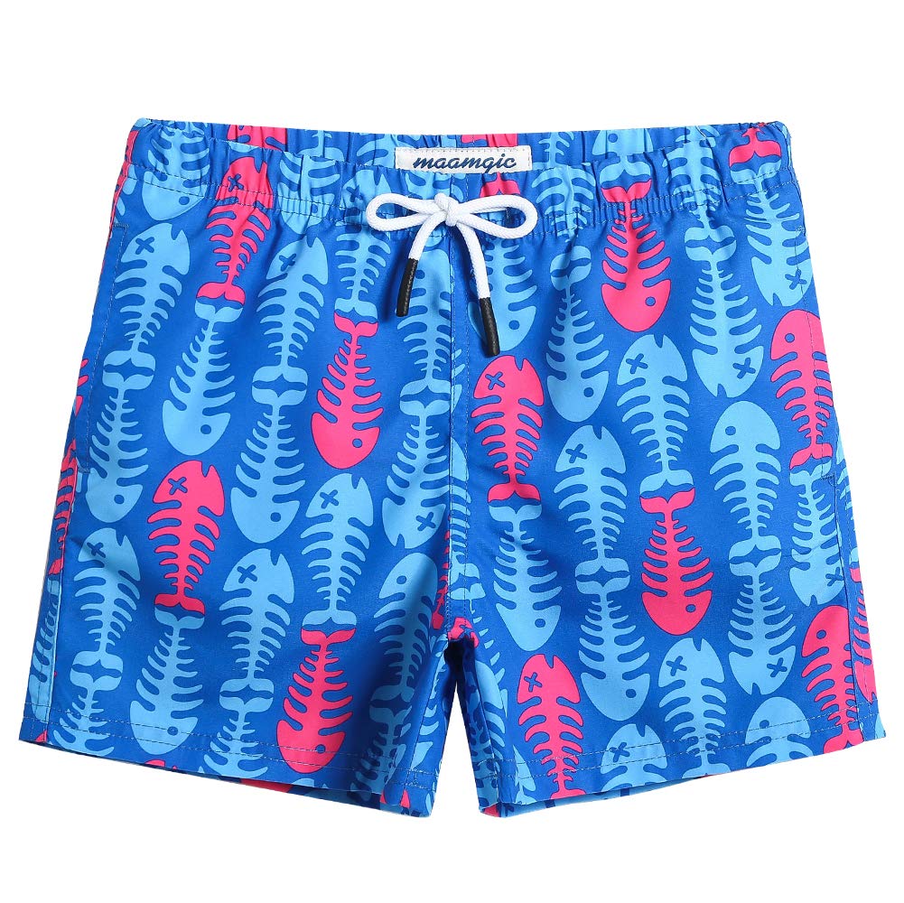 maamgic Boys Swim Trunks Toddler Swim Shorts Little Boys Bathing Suit Swimsuit Toddler Boy Swimwear,Fish-Blue,2 T