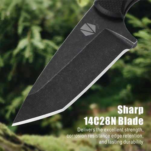 REAT Fixed Blade Knife with Kydex Sheath, 5" 14C28N Steel Blade with Full Tang Desgin,Ergonomic G10 Handle, Mini Neck Knife for Camping,Hunting,Outdoor