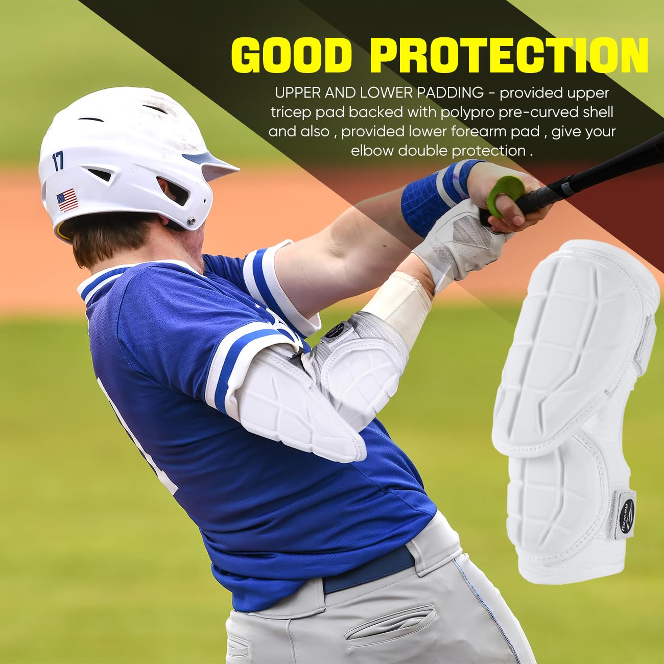 Rawxy Hitters Baseball Softball Batters Elbow Guard (White, Adult-L/XL)