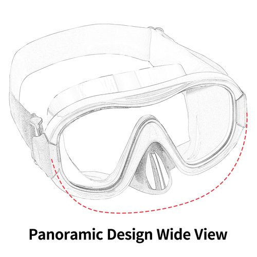 Swimming Goggles Scuba Snorkeling Mask for Adults, Adjustable Elastic Knitted Strap Swim Goggles, Tempered Glass with Panoramic Scuba Snorkel Diving Mask for Adults