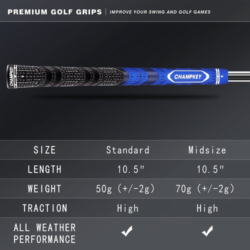 CHAMPKEY Premium Hybrid Golf Grips - 13 Pack All Weather Performance - Choose Between Full Kits and 13 Grips