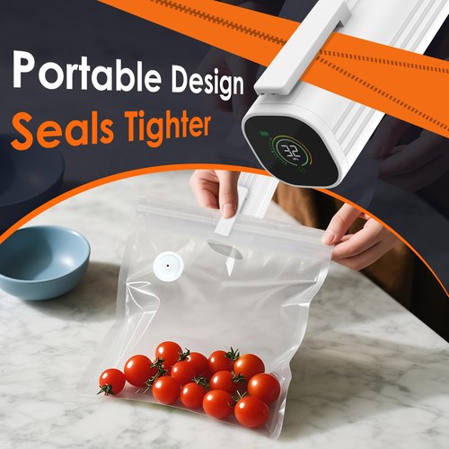 Vacuum Sealer,Food Saver Vacuum Sealer Machine,Ultimate Suction Power,Compact Design,Cordless Handheld Vacuum Sealer (Contains 30 Reusable Seal Bags)