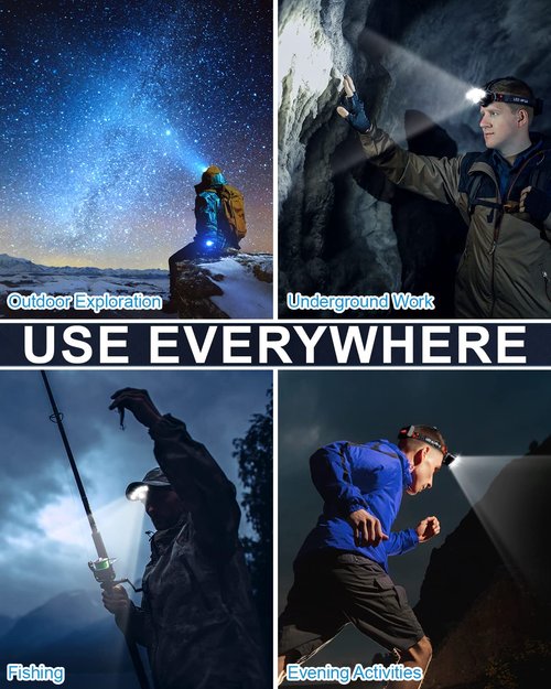 MAFSEUT Rechargeable Headlamp, 8 LED Bright Headlamp with Red Light, IPX4 Waterproof USB Headlight, Head Lamp, 8 Modes for Outdoor Running Hunting Hiking Camping Gear