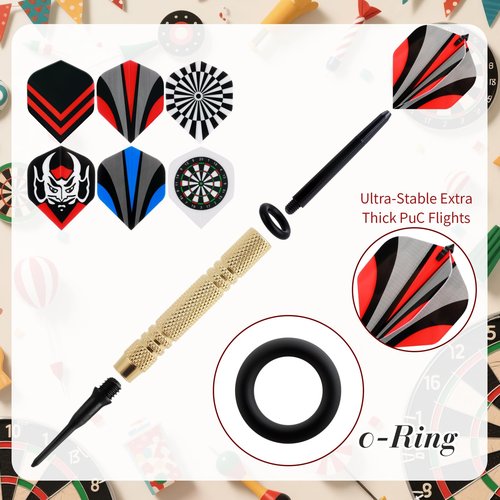 Soulchen 153 Pcs Dartboard Sets -1 Soft Tip Dartboard 12 Soft Tip Darts 100 Extra Dart Tips 18 Tails 2 Flight Protectors 20 Rubber Rings for Indoor Game Party Games Birthday Gifts