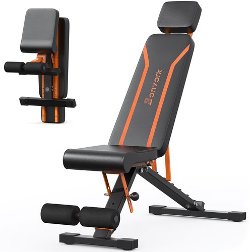 700LBS Adjustable Weight Bench with Headrest - Foldable Workout Bench Press with Thickened Steel for Home Gym,Incline Strength Training Exercise Bench for Full Body with 3 Sec Fast Folding