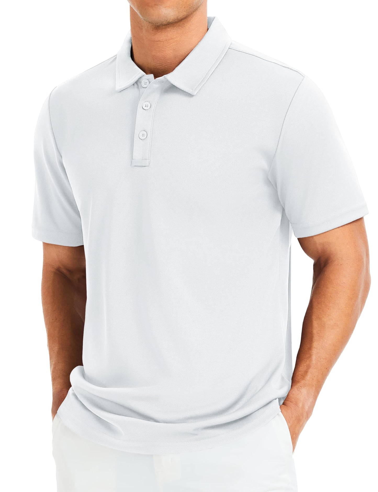 MAGCOMSEN Men's Polo Shirts Short Sleeve Golf Quick Dry Collared Moisture Wicking Athletic Performance Polos White XL