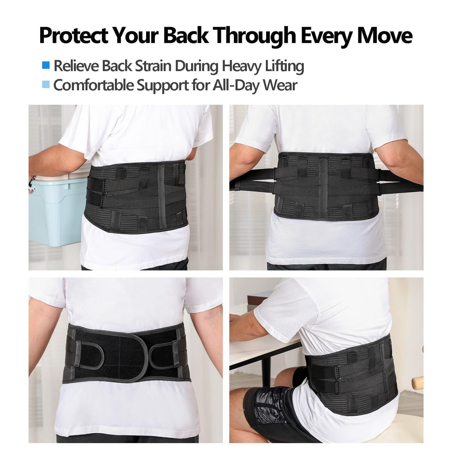 Solmyr Back Brace for Lower Back Pain – Adjustable Lumbar Support Belt with Removable Pad, 5 Reinforced Stays, Breathable Support for Sciatica, Herniated Disc, Scoliosis – Men & Women - L/XL