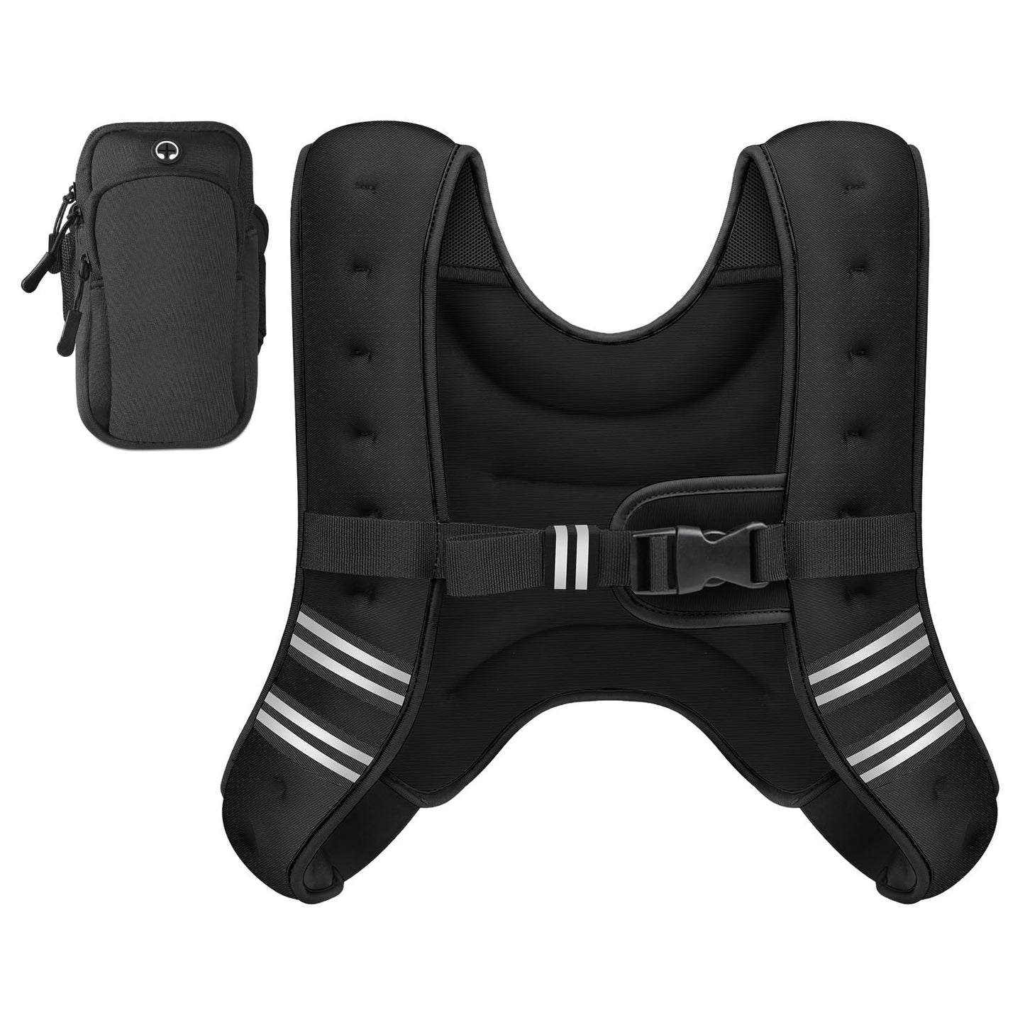 GEEBOBO Weighted Vest for Women Men, 8lb/12lb/16lb/20lb/25lb/30lb Weighted Vest Woman Adjustable Weights for Walking, Strength Training, Running, 8Lbs, Black