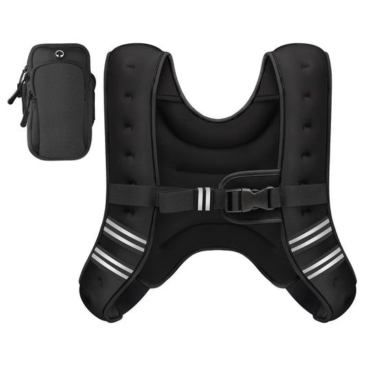 GEEBOBO Weighted Vest for Women Men, 8lb/12lb/16lb/20lb/25lb/30lb Weighted Vest Woman Adjustable Weights for Walking, Strength Training, Running, 8Lbs, Black