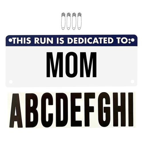 Pen and Paces This Run is Dedicated to Name Bib Kit – Weatherproof, Tear-Resistant Race Bib with Alphabet Decals & Safety Pins – Running Accessory for 5Ks, Marathons, Triathlons, Cycling & Races
