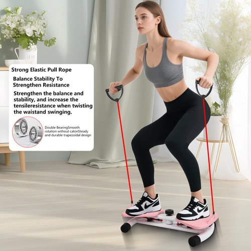Waist Twisting Machine,Ab Twister Board for Women Belly Fat,Noiseless Waist Training Machine with Resistance Bands,Ab Machine for Home Gym(PINK)