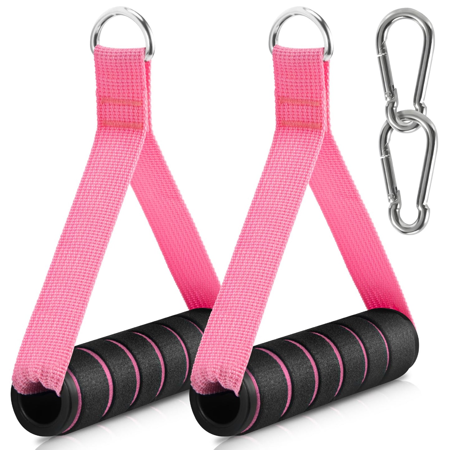Citufuol 2 Pack Exercise Handles, Heavy-Duty Cable Machine Attachments for Strength Training, Pilates, Home Gym & Resistance Band Workouts(Pink)