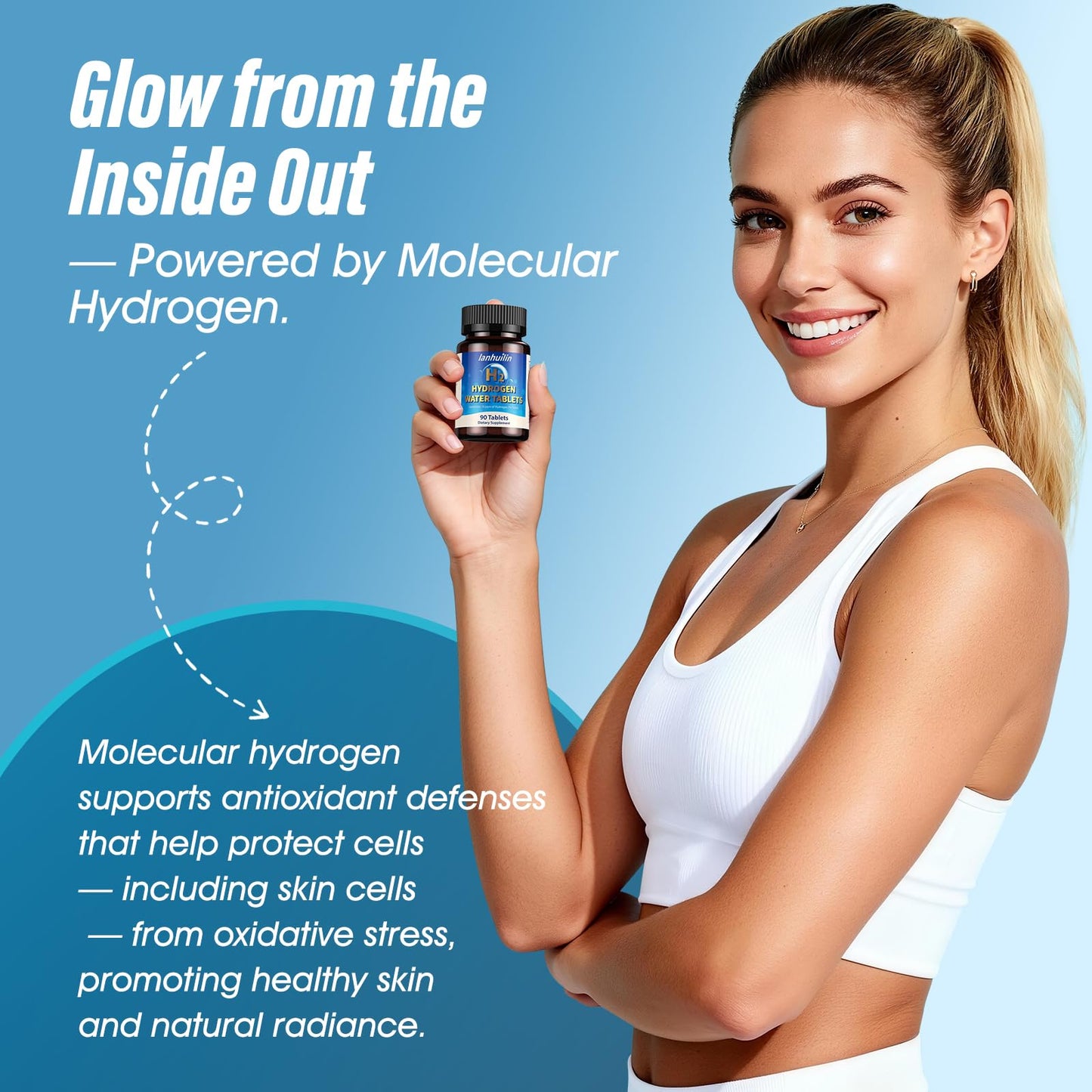 Hydrogen Water Tablets 150mg Magnesium – 10 PPM Molecular Hydrogen Tablets for Drinking Water, Supports Healthy Aging, Cellular Energy, Recovery & Brain Health – GMO-Free & Gluten-Free, 80 Tablets