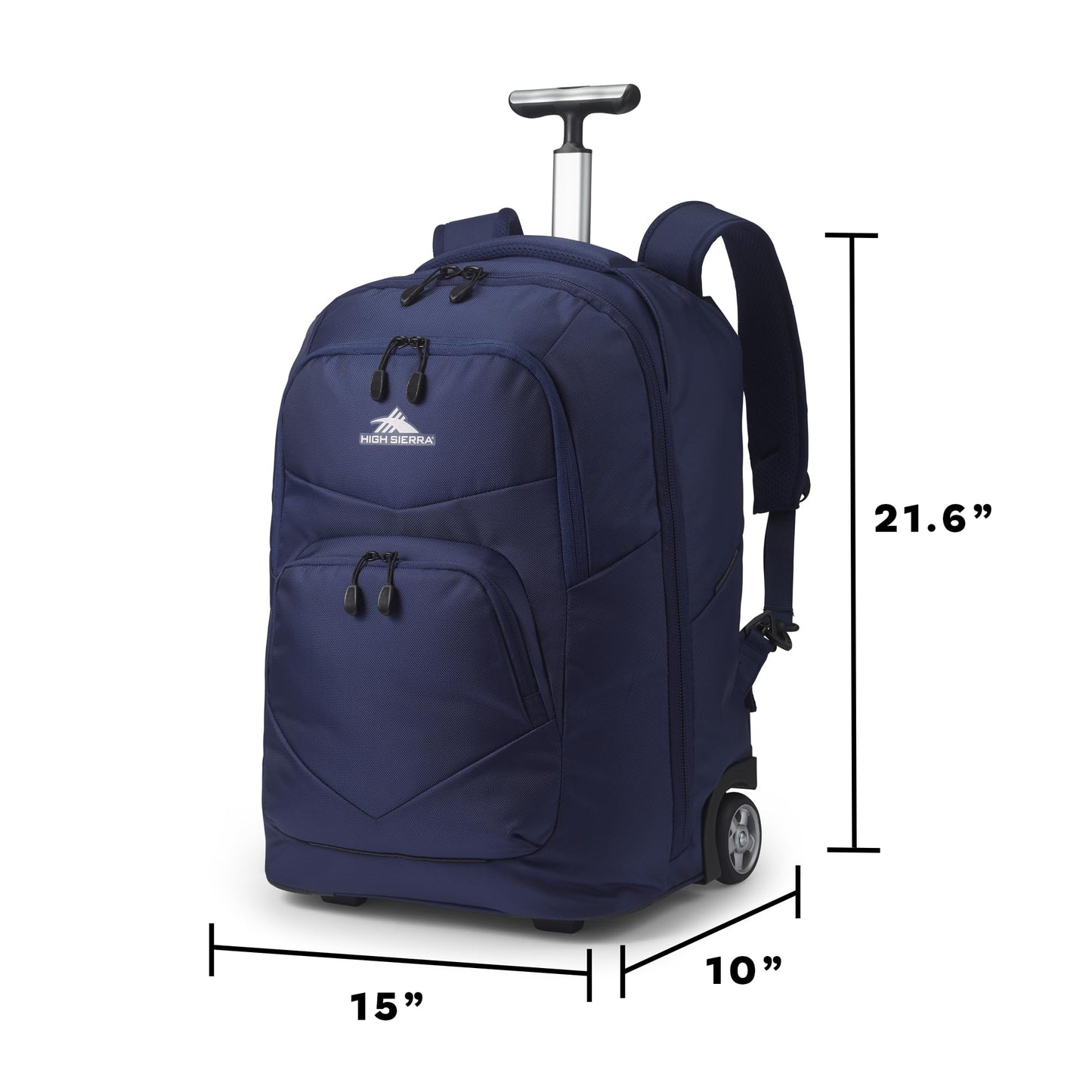High Sierra Freewheel Pro Wheeled Laptop Backpack Bookbag for Travel or Work with Rotating Handle and Padded Laptop Sleeve, True Navy