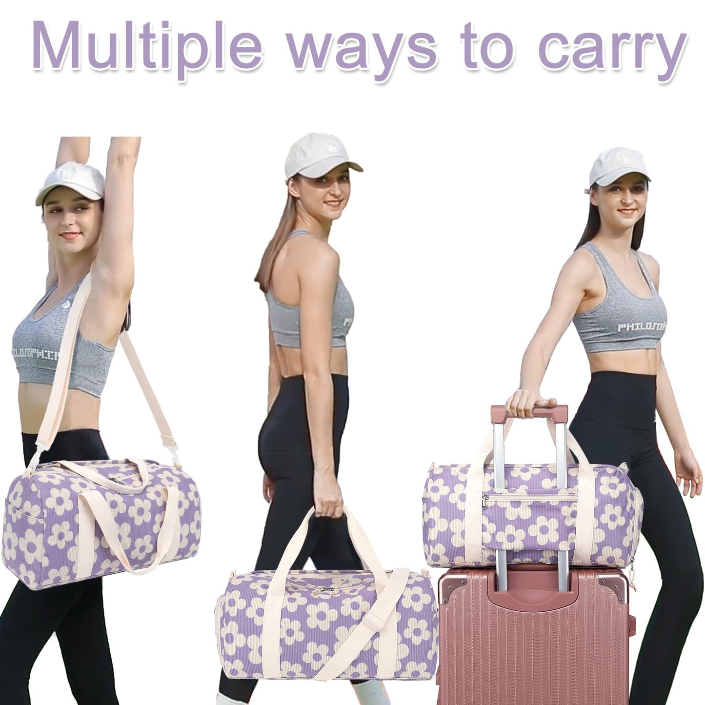 BLUBOON Duffle Bag Girls Kids Cute Gym Bag with Shoes Compartment & Wet Separation Waterproof Sports Overnight Travel Bag