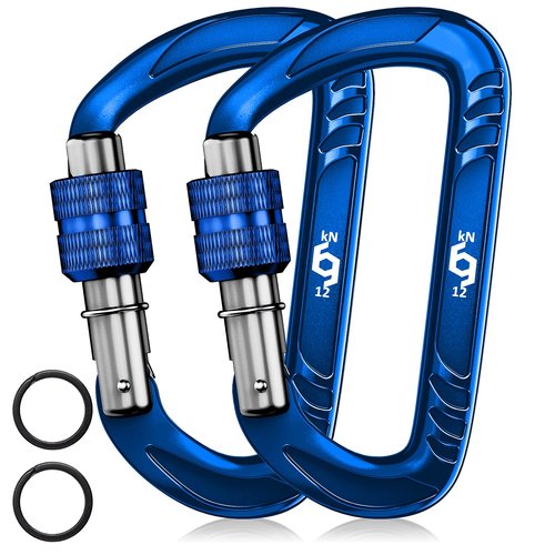 RHINO Produxs 12kN (2697 lbs) Heavy Duty, Locking, Auto Locking, Wiregate Carabiner Clips, for Securing Pets, Outdoor, Camping, Hiking, Hammock, Dog Leash Harness, Keychains