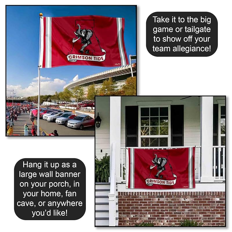 Alabama Crimson Tide 3x5 Flag Banner - Vintage Throwback Polyester with Grommets