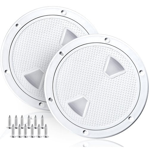 Smartmarine 2Pcs Boat Hatch White 4"6"8" Round Non Slip Inspection Hatch w/Detachable Cover for Marine Boat Yacht Truck RV (6")