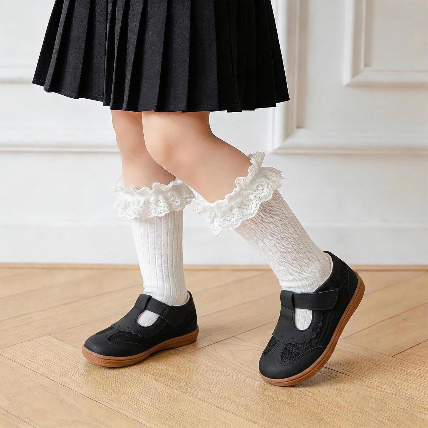 LeIsfIt Mary Jane Dress Shoes for Girls Toddler Girl School Uniform Shoes Wide Ballet Flats for Party Church Black 7 Toddler