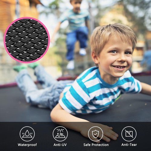 SKOK Pink 8FT Trampolines with Enclosure Net, 400LBS Outdoor Trampolines for Kids -ASTM Approved Trampoline for Children and Adults with Jump Mat,Cover & Ladder
