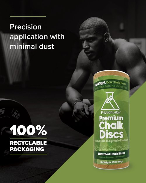 Friction Labs Chalk Discs - Premium Gym Chalk Blocks for Rock Climbing, Weight Lifting, Gymnastics, & Bowling - Moisture Absorbing Gym Chalk- 5 Individual 0.85oz Block Chalk Discs