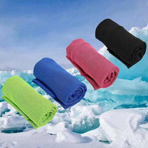 4 Pack Cooling Towel (47 x12in) Ice Neck Towel Soft Breathable Microfiber for Sports Yoga Gym Running Golf Camping Fitness More