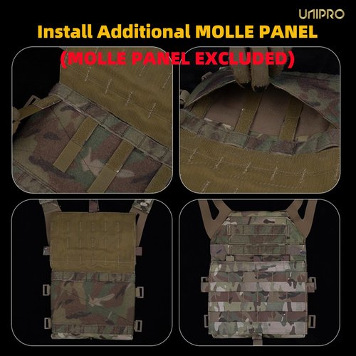 UniPro Tactical Vest, Lightweight Plate Carrier Fits 10"x12" SAPI Plates, Quick Release, CP Camo, Airsoft & Military Training