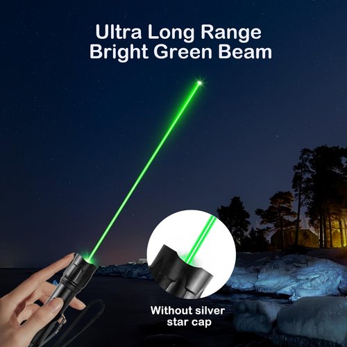 LETEAPII Green Light Flashlight Rechargeable, Long Range Adjustable Focus Tactical Beam for Outdoor Journeys, Camping, Presentations, TV/LED/LCD Screens, and Stargazing