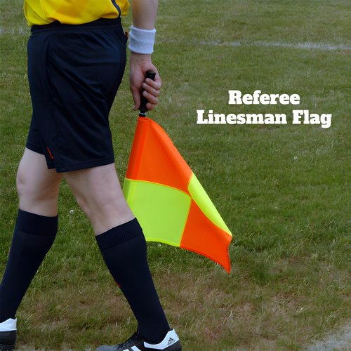 Soccer Referee-flags Football Yellow-red Cards-whistle - Ref Linesman Reffing Sideline Checkered Corner Equipment Set Kit Gear Packs (Color02)