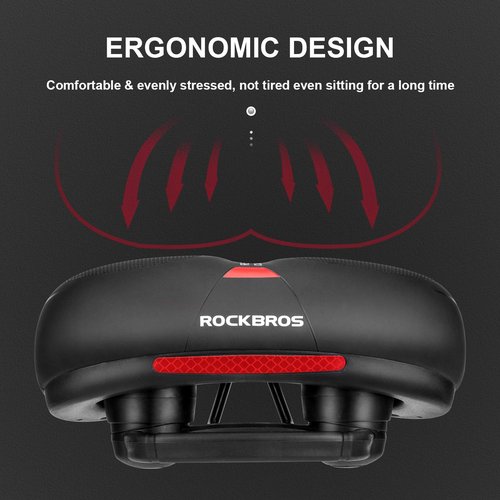 ROCKBROS Bike Seat Cushion for Men Women with Handle & Ergonomic Design -3 Zone Concept Bike Saddle, Soft Wide Waterproof Mountain Bicycle Accessories