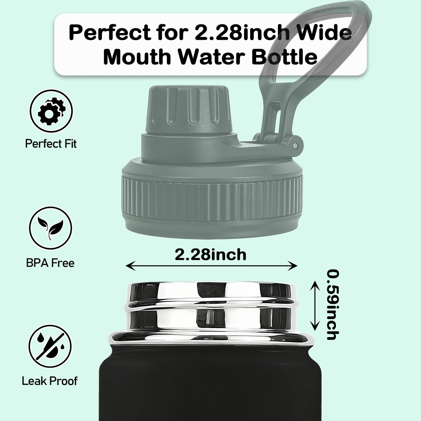 UWSTE 2 Pack Lid Replacement Compatible with Thermoflask, Leak Proof lid Fits for Thermoflask 16 18 24 32 40 64oz Wide Mouth Bottle, Handle Easy to Carry, BPA Free.