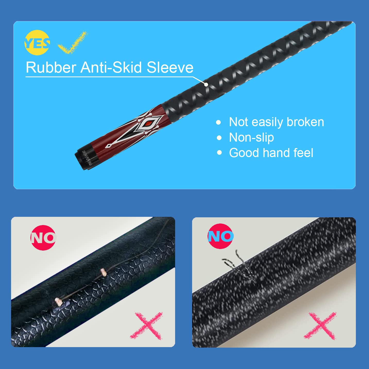 Joovon Pool Sticks Set of 4 and Pool Sticks Set of 2 with 13mm Cue Tip 58" Pool Cue with Rubber Anti-Skid Sleeve