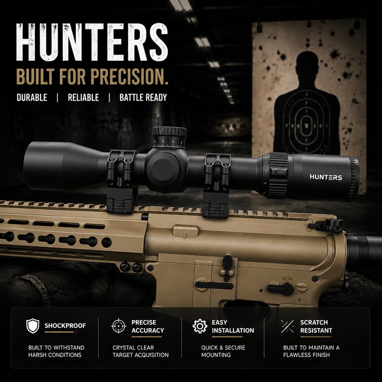 Techhunters Precision Rifle Scope Rings - 6061-T6 Aluminum Picatinny 30mm Scope Mounts 1.05 inch Center High (Medium, 30mm)