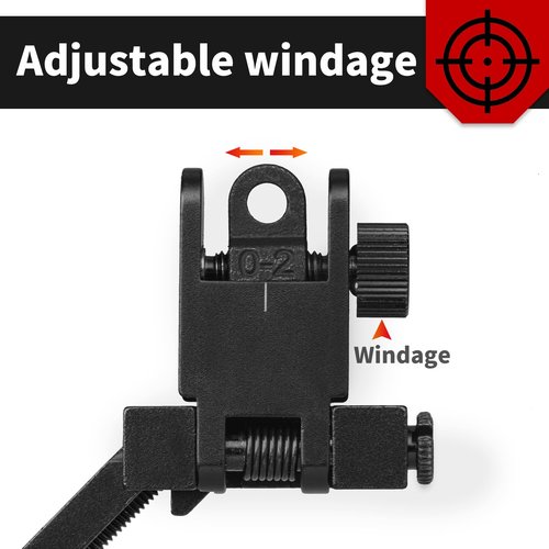 Ultralight 45 Degree Offset Flip Up Iron Sights, Rapid Transition Picatinny Rifle Sight, Front & Rear Backup Sights for Tactical Shooting