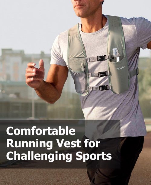 NOOLA Running Vest for Men Women, Adjustable Running Hydration Vest with 500ml Soft Flask, Lightweight Water Backpack with Phone Holder for Hiking Cycling Marathon Trail Race, Green
