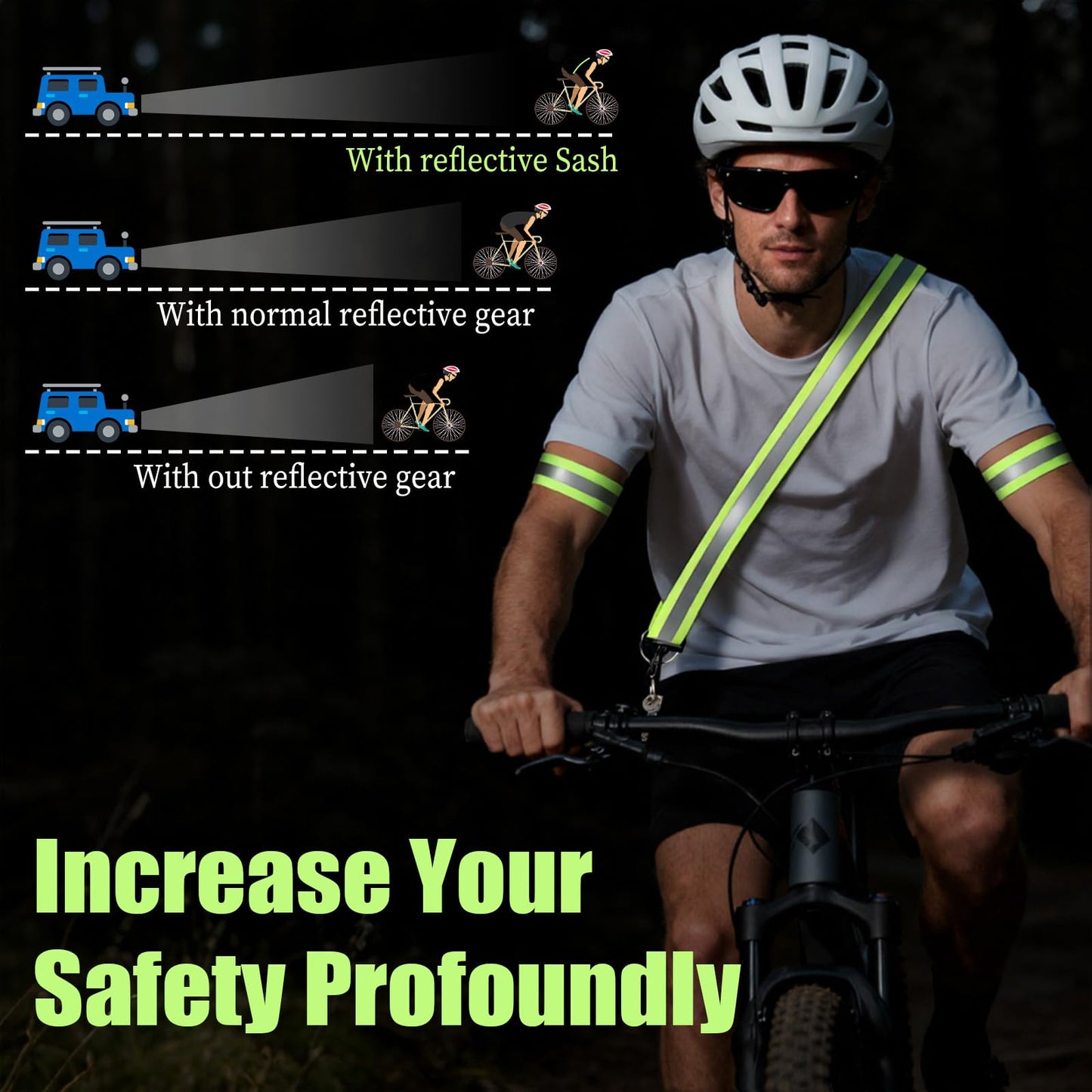 Alrhso Reflective Sash for Walking at Night, 3 Pcs High Visibility Reflective Running Gear Night, Adjustable Night-Walking Safety Gear for Men Women