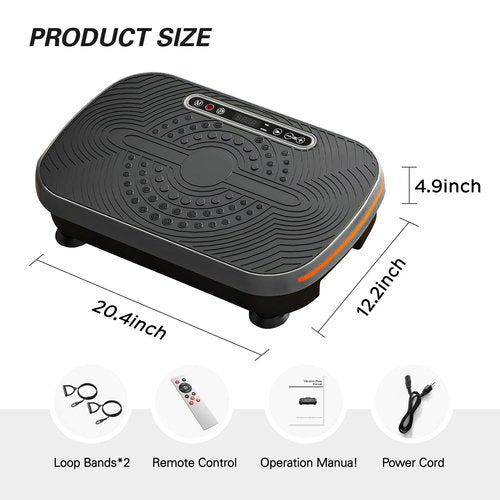 SogesPower Vibration Plate Exercise Machine, Vibration Plate for Lymphatic Drainage Weight Loss,Full Body Workout Shake Plate Machine with Resistance Bands, Vibrating Power Plate for Home,450LBS Black