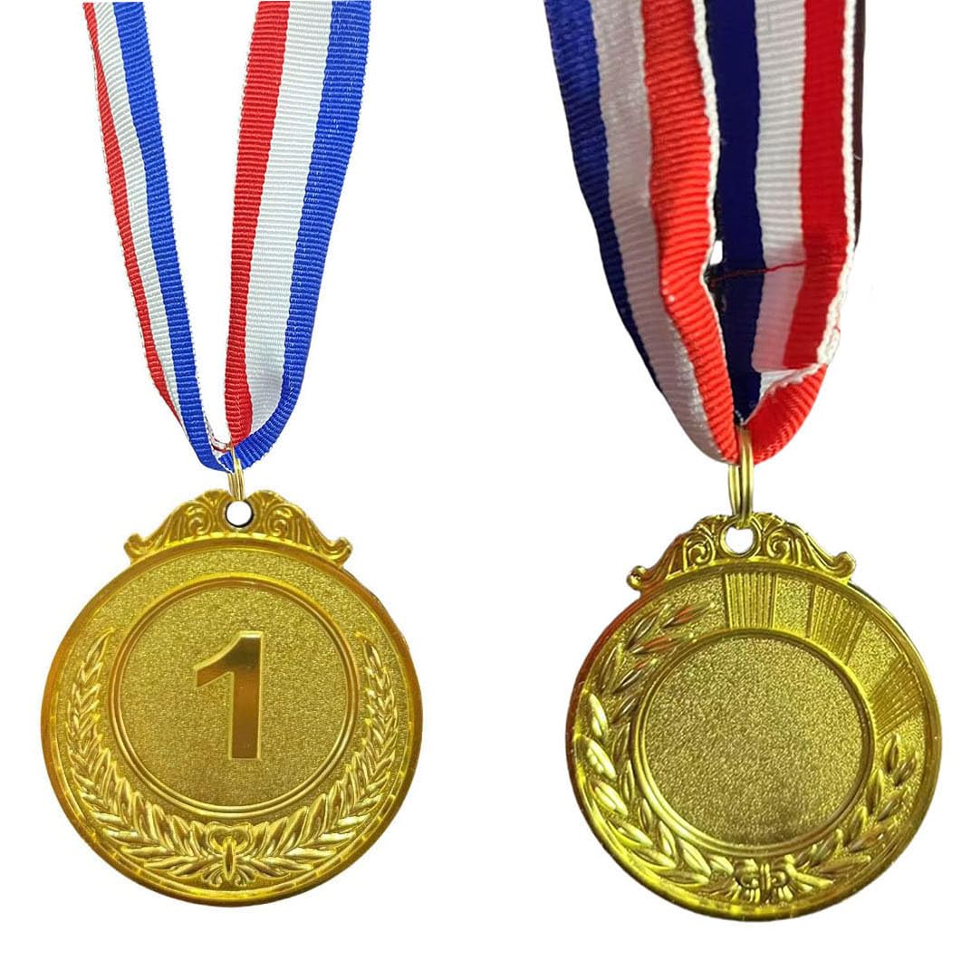 12 Pack Gold 1st Place Award Medals,Olympic Style Winner Sports Medal for Kids and Adults, Prizes for Competitions Ceremonies Events and Celebrations,2 Inch