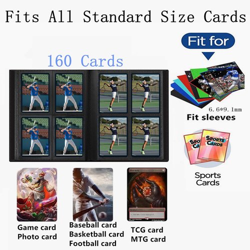 Card Binder, Small Card Album with PP Waterproof Pages, 4 Pockets Trading Card Binder, Holds 160 Standard Cards, for TCG, MTG Collections Sports Cards Binder (Red)