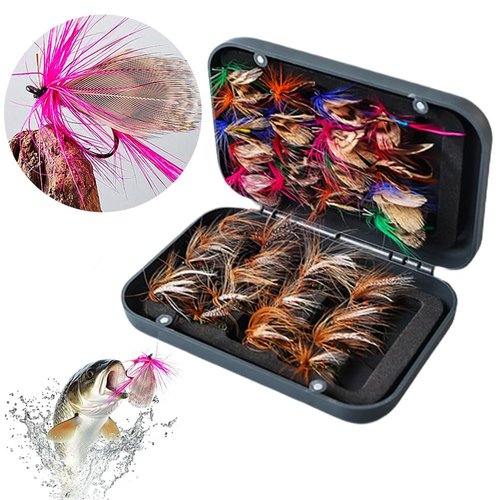 41PCS Fly Fishing Flies Kit with Fly Box for Trout Bass Fishing Include Dry Flies, Wet Flies, Nymphs, Streamers