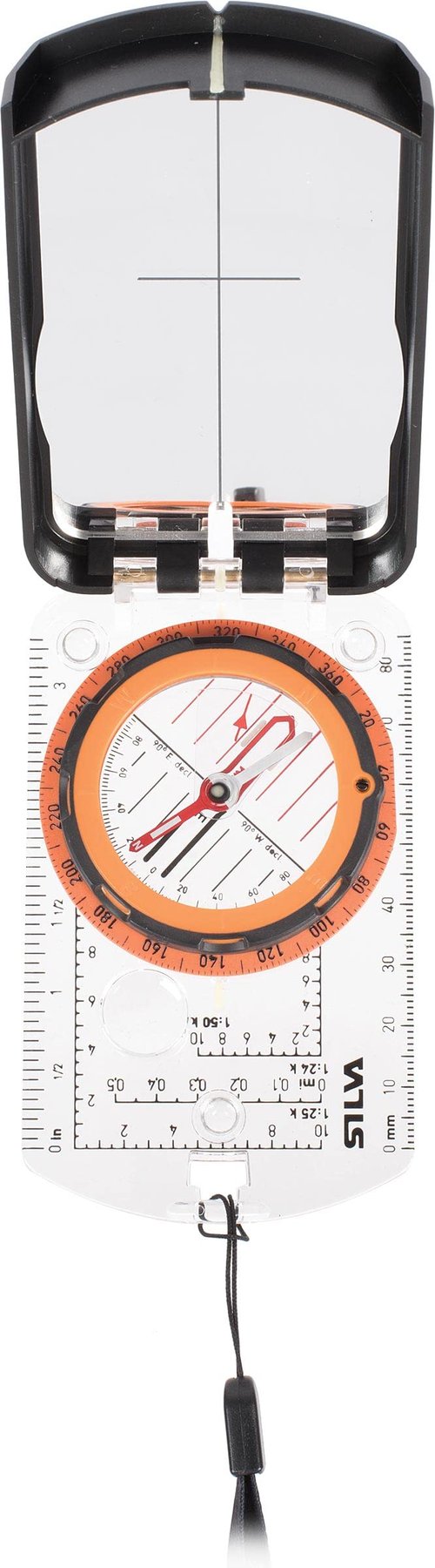 Silva Ranger 2.0 Advanced Compass with Mirror, Slope Card, and Distance Lanyard, Orange