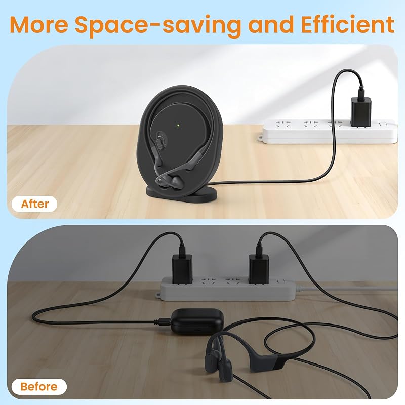 Wireless Charging Dock for Shokz OpenRun Pro & OpenRun – Stand + Magnetic Cable