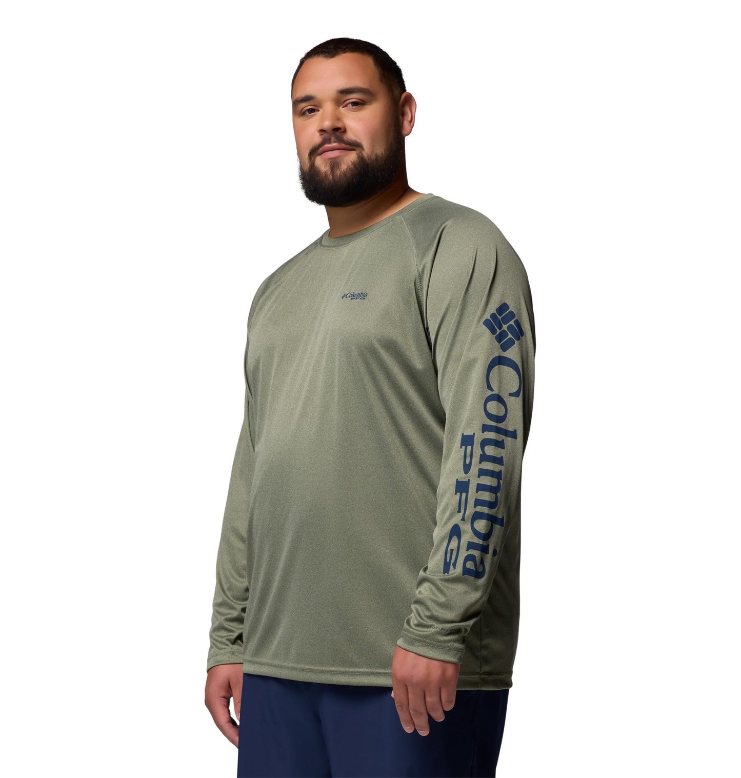 Columbia Men's PFG Terminal Tackle Long Sleeve Fishing Shirt, Cypress Heather/Carbon Logo, 6X