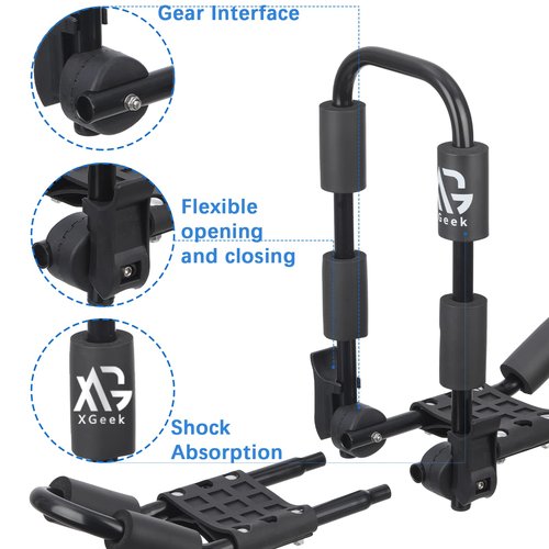 XGeek Kayak Roof Rack 4-in-1 for Kayak, Surfboard, Canoe and Ski Board Rooftop Mount Carrier Folding Adjustable Bilateral J-Style Rack on SUV, Car and Truck
