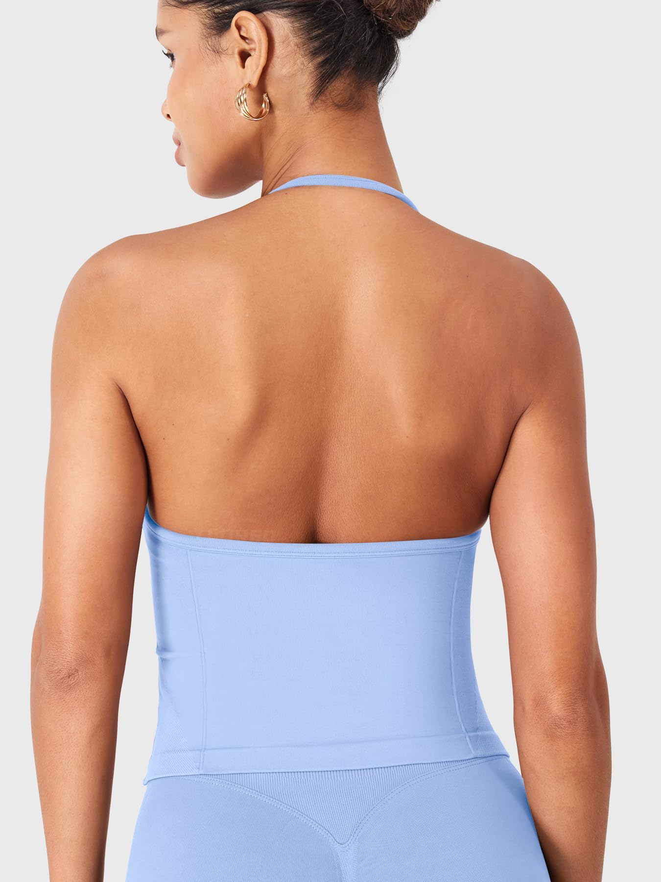 YEOREO SoftHue Impact Longline Strappy Top Women's Halter Workout Tank Tops Backless Gym Longline with Adjustable Strap