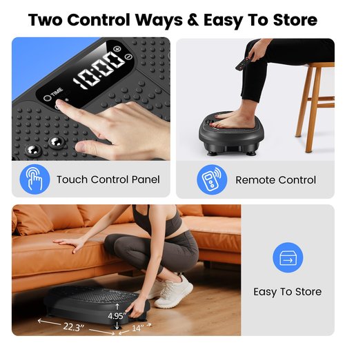 Vibration Plate Exercise Machine, Vibrating Fitness Platform for Lymphatic Drainage, Full Body Shaker Workout Equipment, Bluetooth Power Shaping Vibrate Plate, Board Sport for Home Exercise Gym, Black